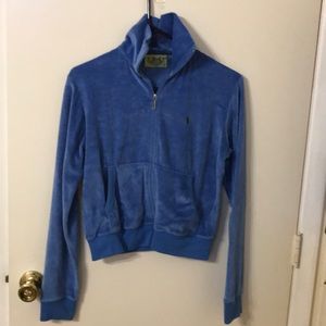Juicy couture velour blue zip up sweatshirt